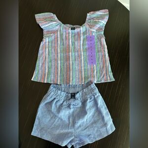GAP Colorful Striped Top and Light Blue Shorts Set